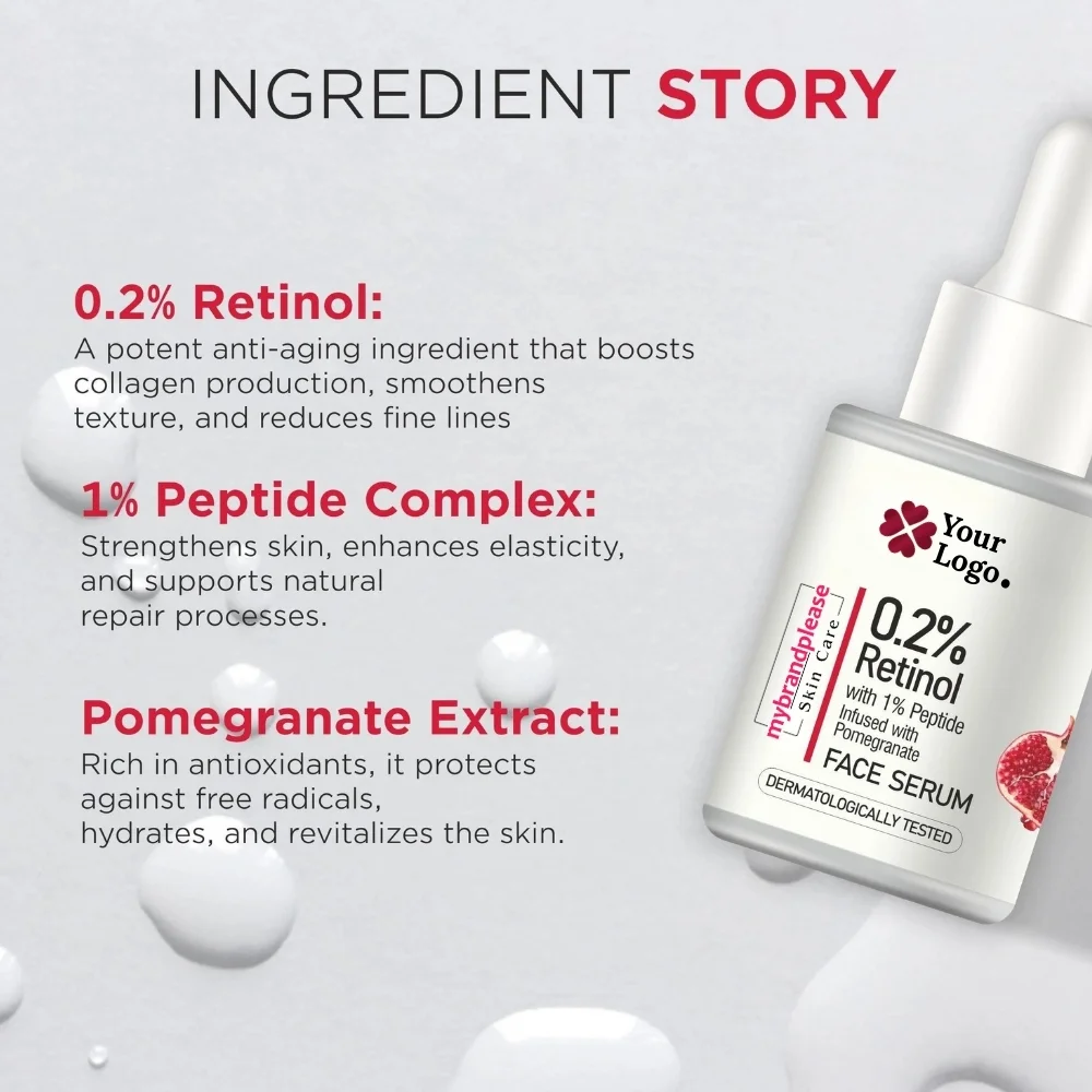 0.2% Retinol + 1% Peptide infused with Pomegranate Face Serum