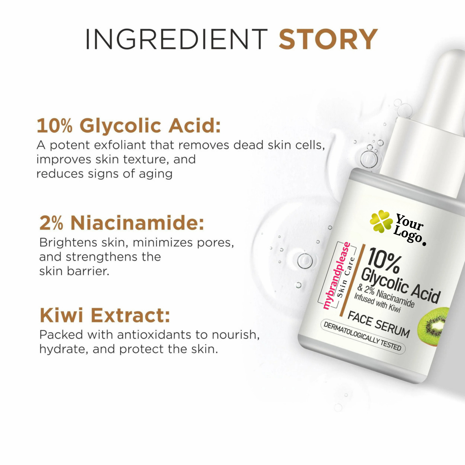 10 Glycolic Acid + 2 Niacinamide infused with Kiwi Exquisite Serum