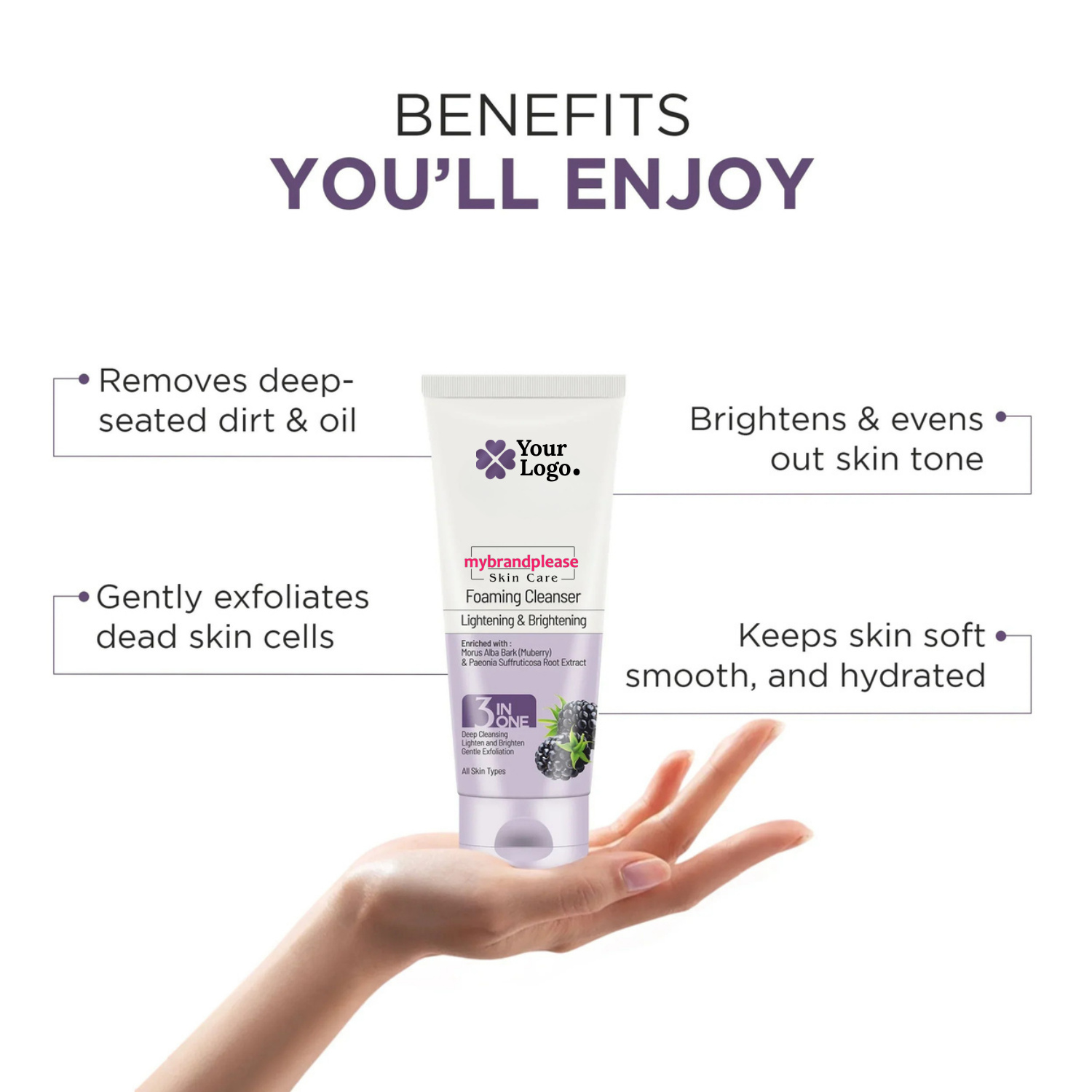 Brightening Foaming Cleanser Enriched with Mulberry & Paeonia Suffruticosa Root Extract
