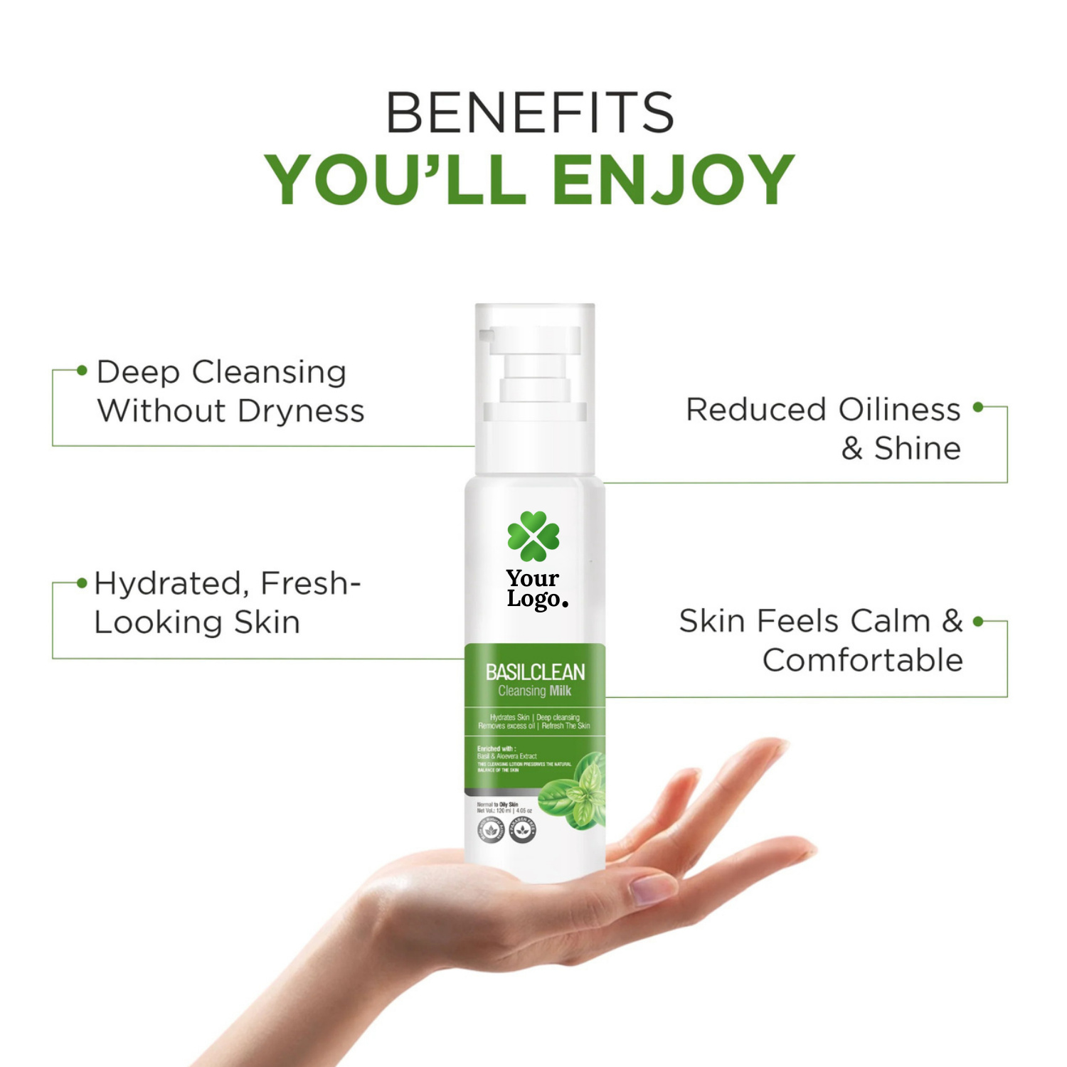 Cleansing Milk Enriched with Basil & Aloe Vera Extract