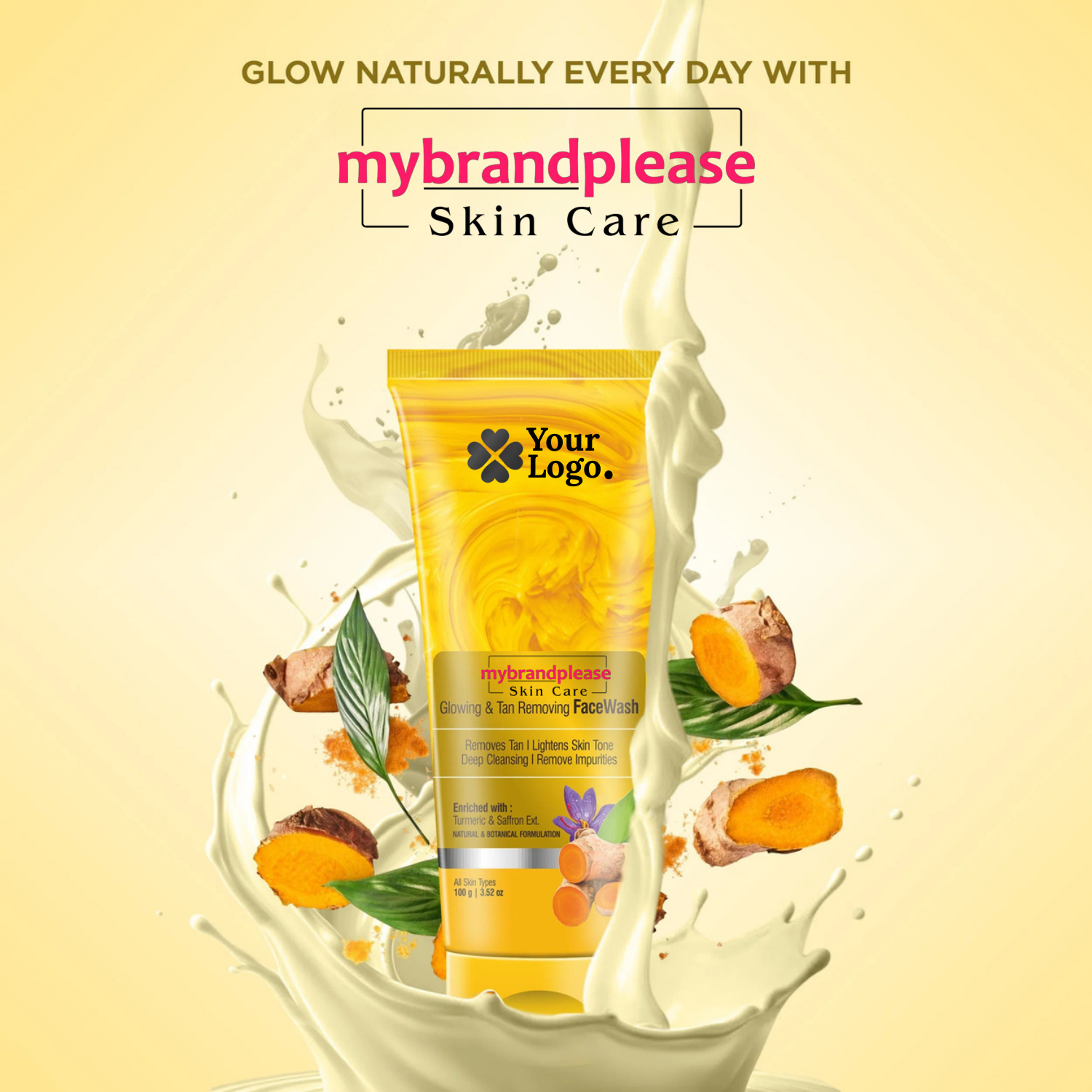 Glowing & D Tan Face Wash Enriched with Turmeric & Saffron Extract