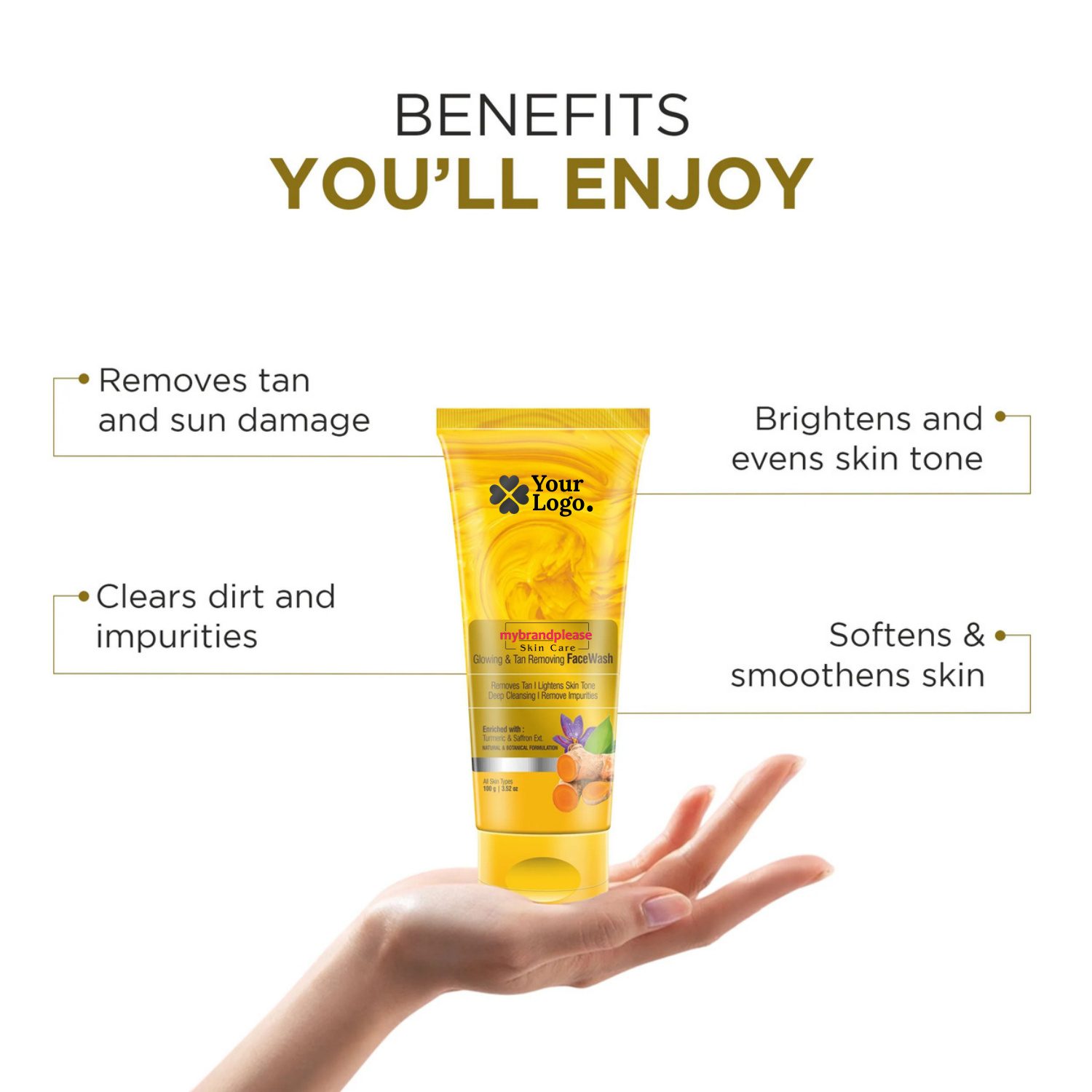 Glowing & D Tan Face Wash Enriched with Turmeric & Saffron Extract