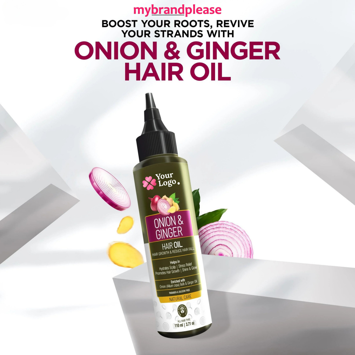 Onion & Ginger Hair Oil Enriched with Onion Bulb & Ginger Extracts