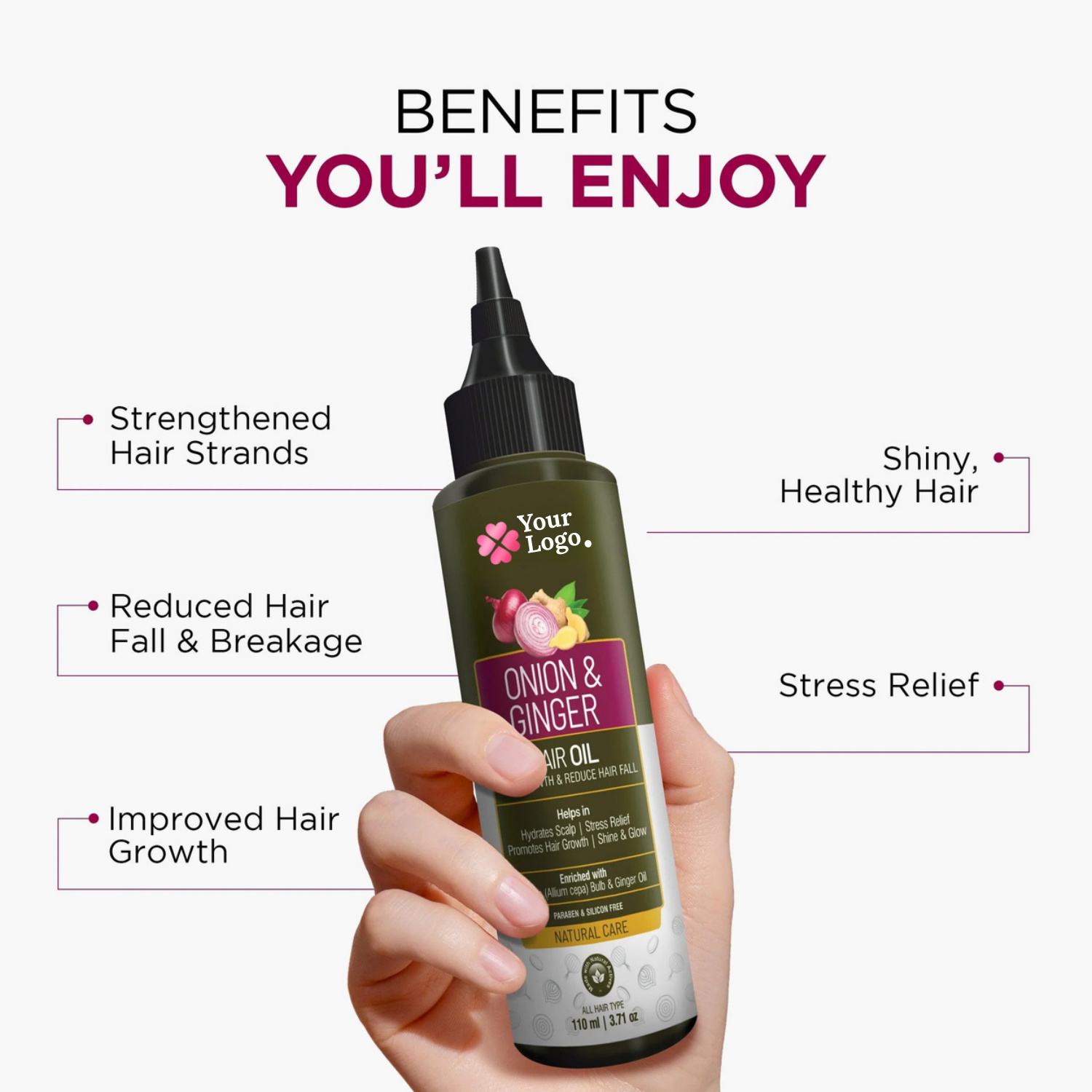 Onion & Ginger Hair Oil Enriched with Onion Bulb & Ginger Extracts