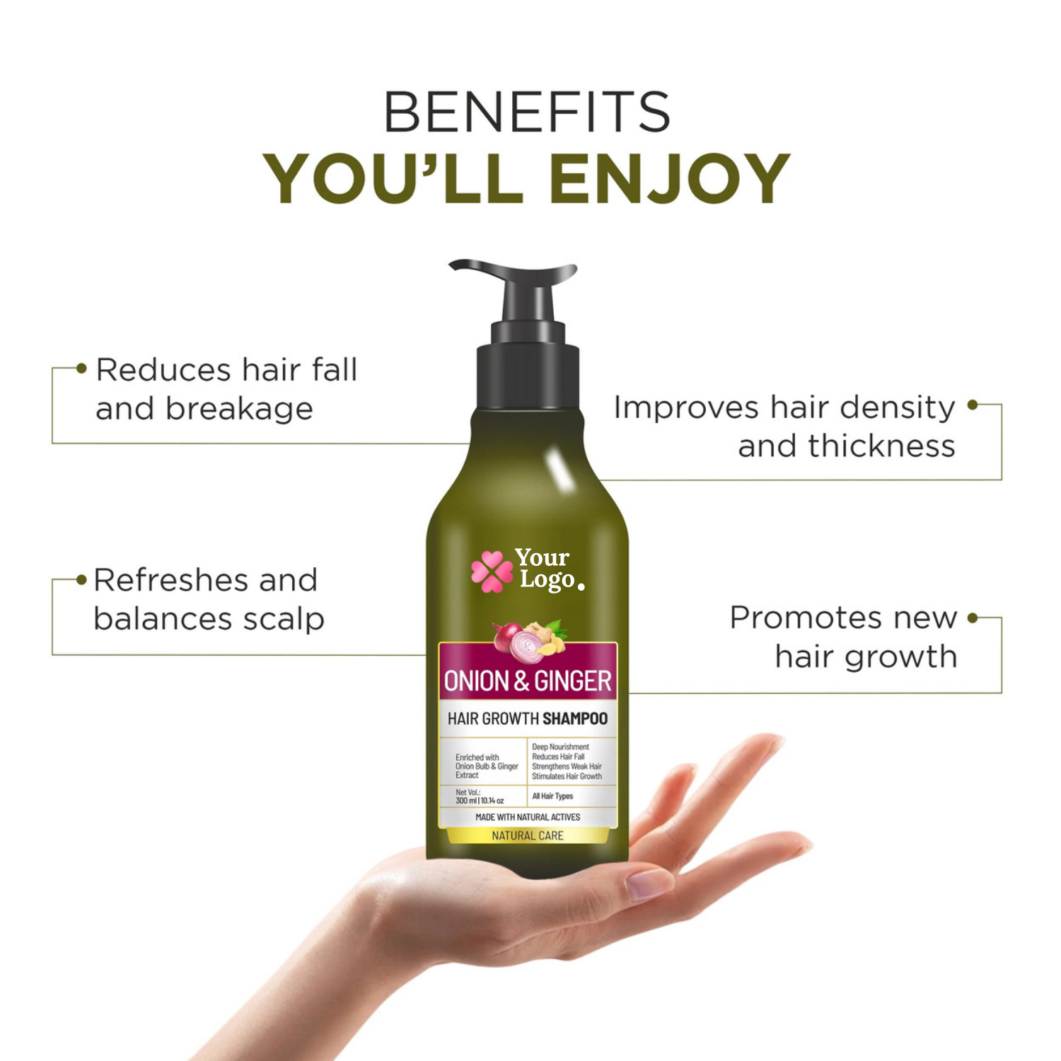 Onion & Ginger Shampoo Enriched with Onion Bulb & Ginger Extract