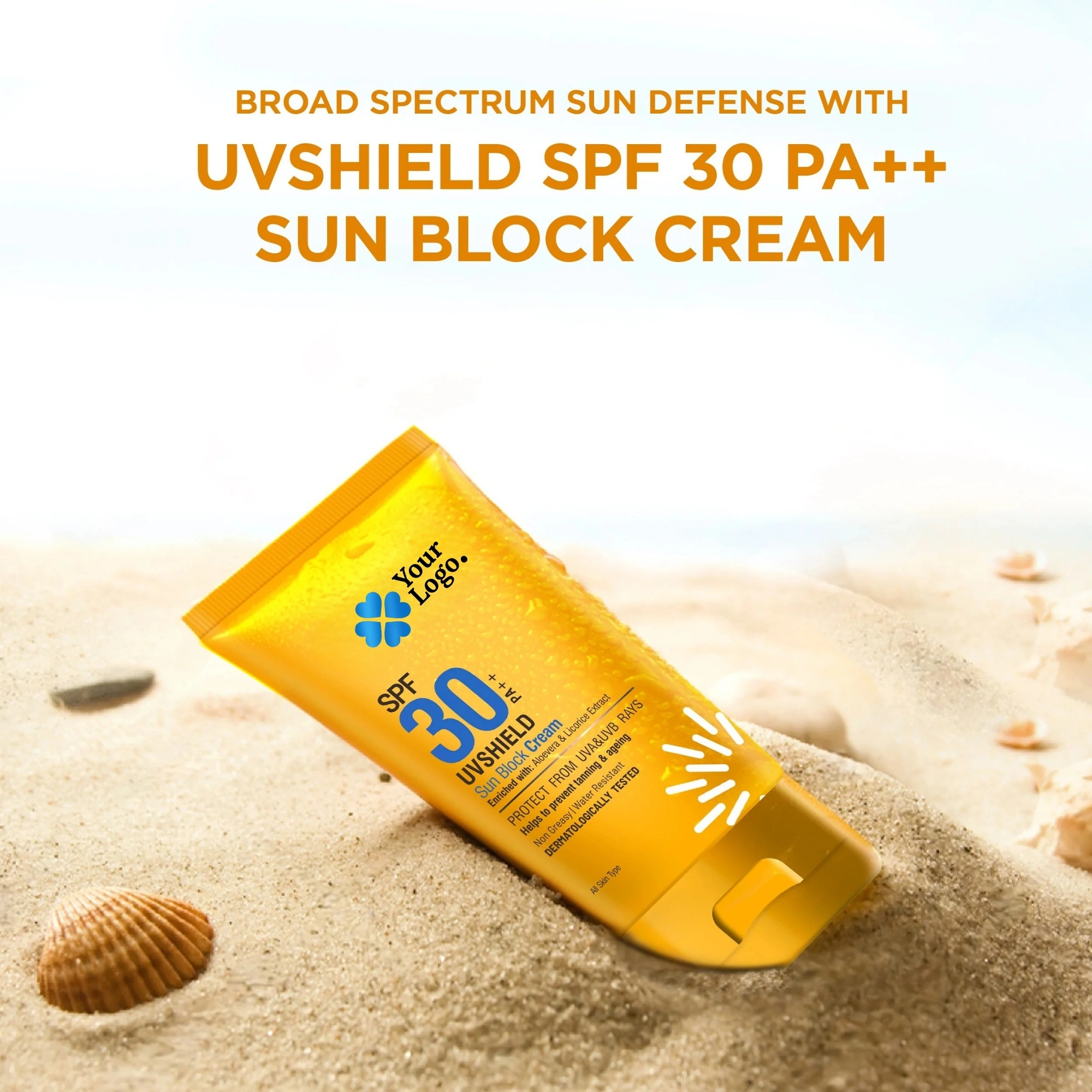 SPF 30 PA++ UV Shield Sun Block Cream Broad Spectrum Sunscreen