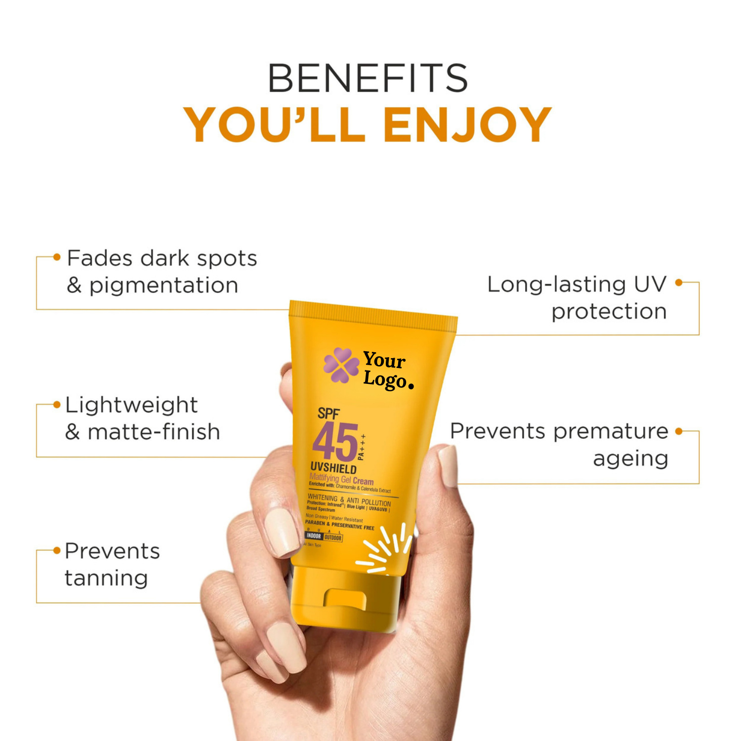 SPF 45 PA+++ Enriched with Chamomile & Calendula Extract