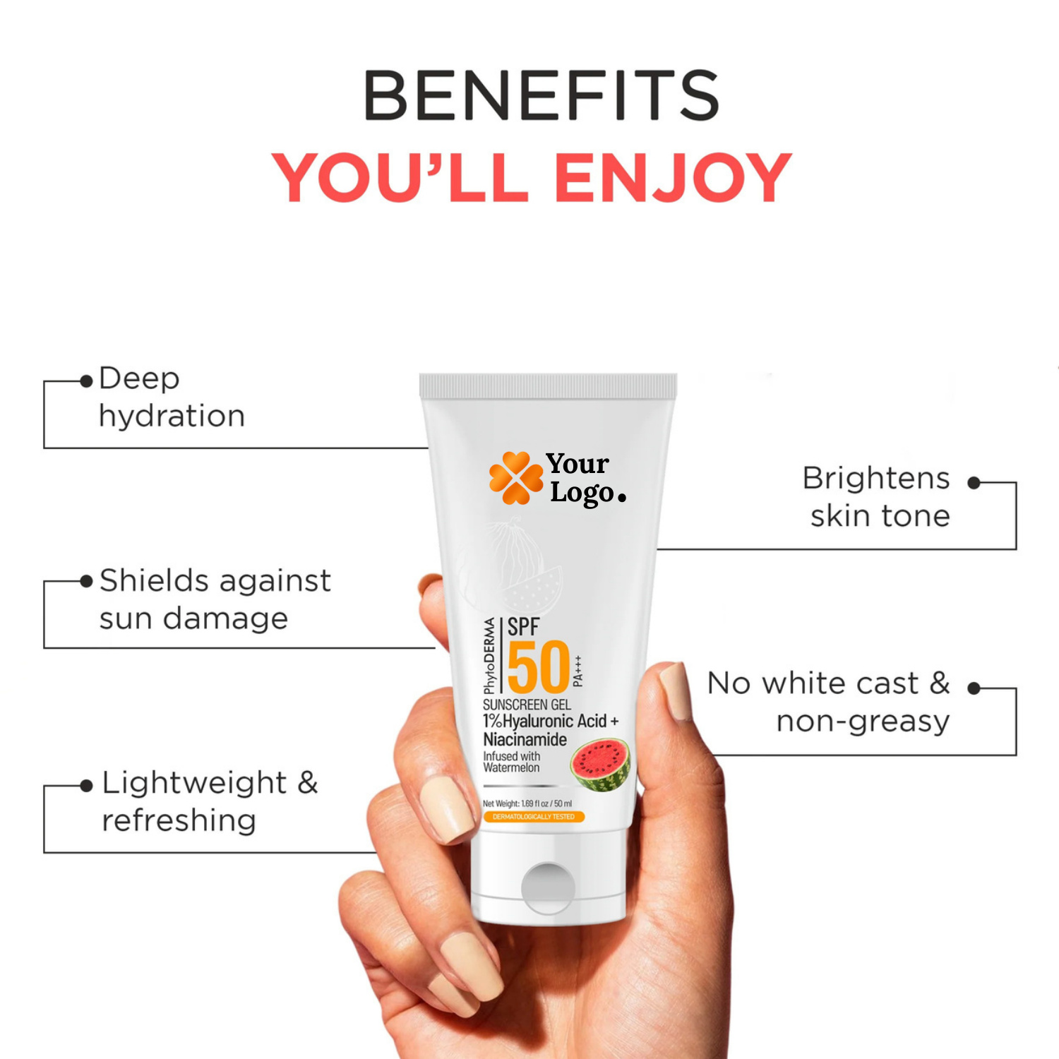 SPF 50PA+++ Watermelon Extract Sunscreen Gel